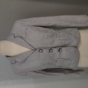 Ann Taylor Loft Striped Tapered Blazer Size 6P Black and White Stripes